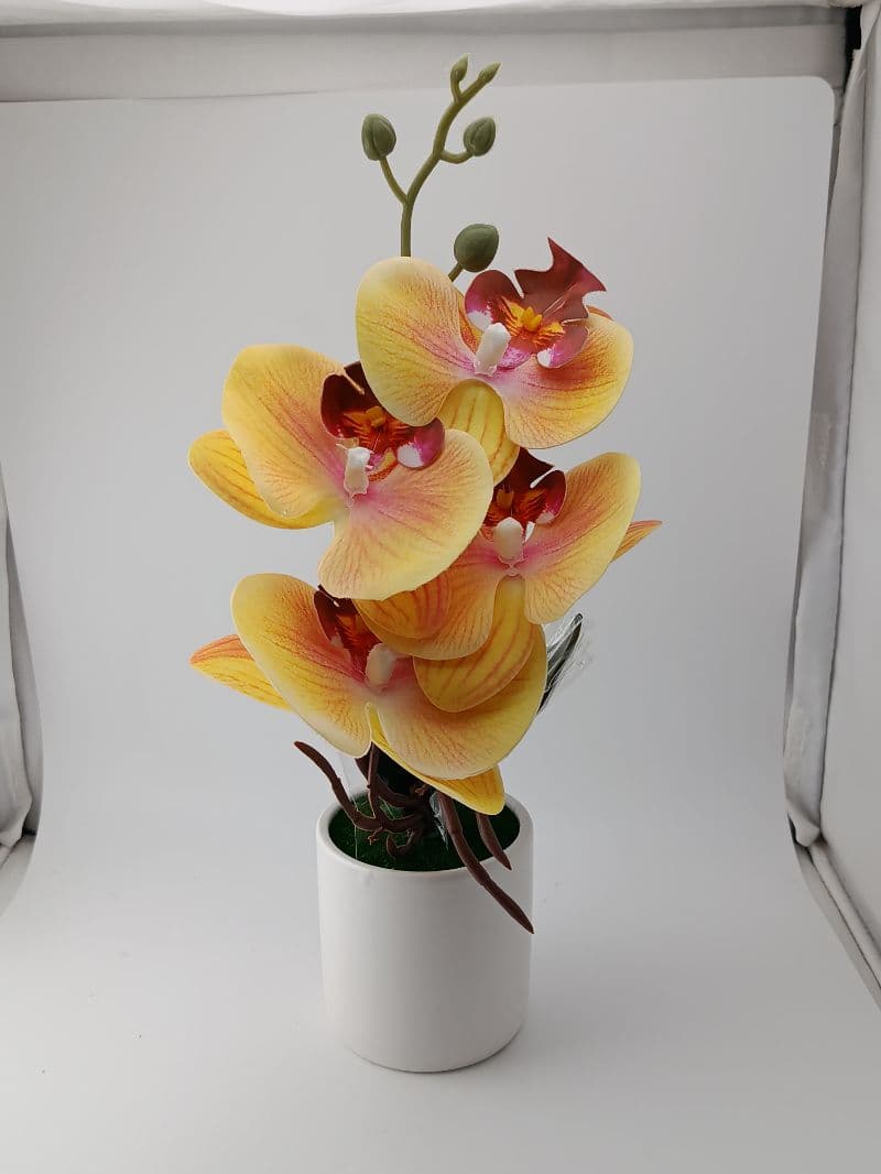 Orquídea artificial en maceta de cerámica de 33 cm