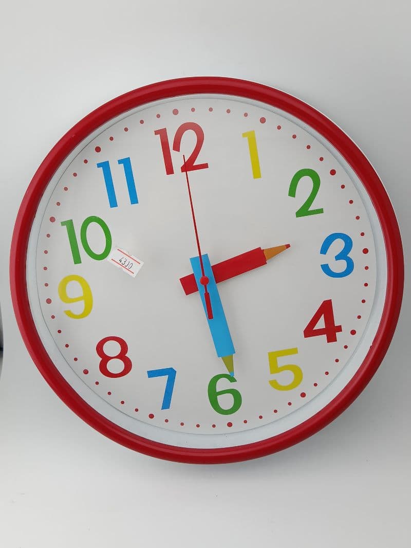 Reloj de Pared Redondo de 25 cm con Diseño de Lápices