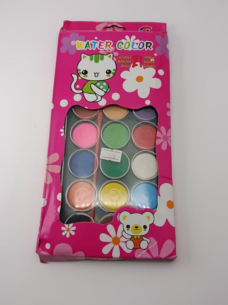 Acuarelas escolares de 21 colores con pincel