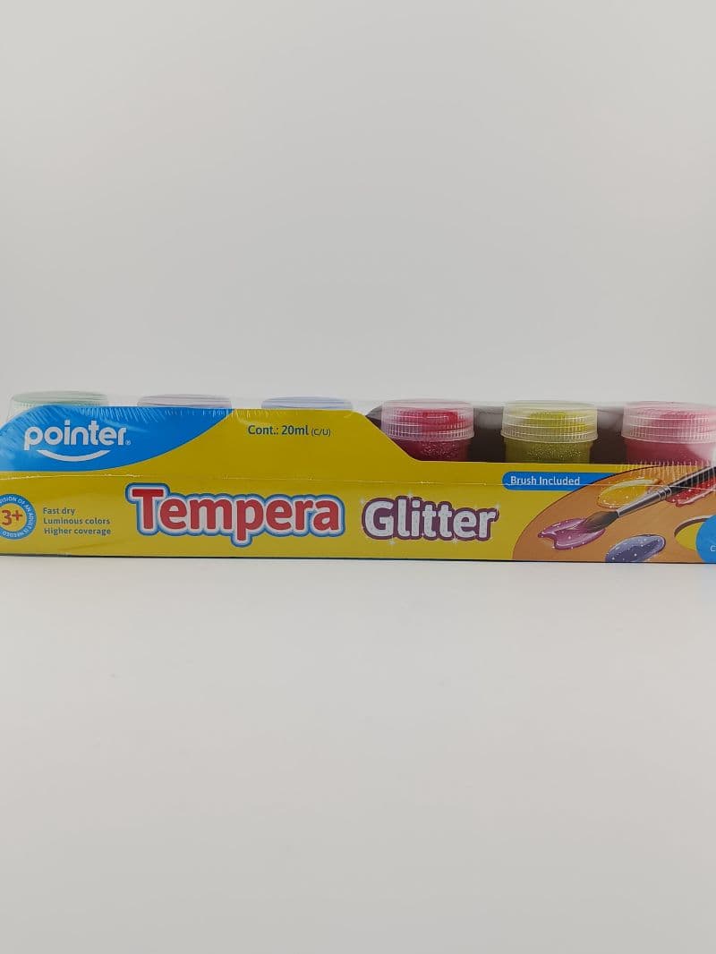 Juego de pinturas tempera con escarcha Pointer, 20 ml c/u, incluye pincel