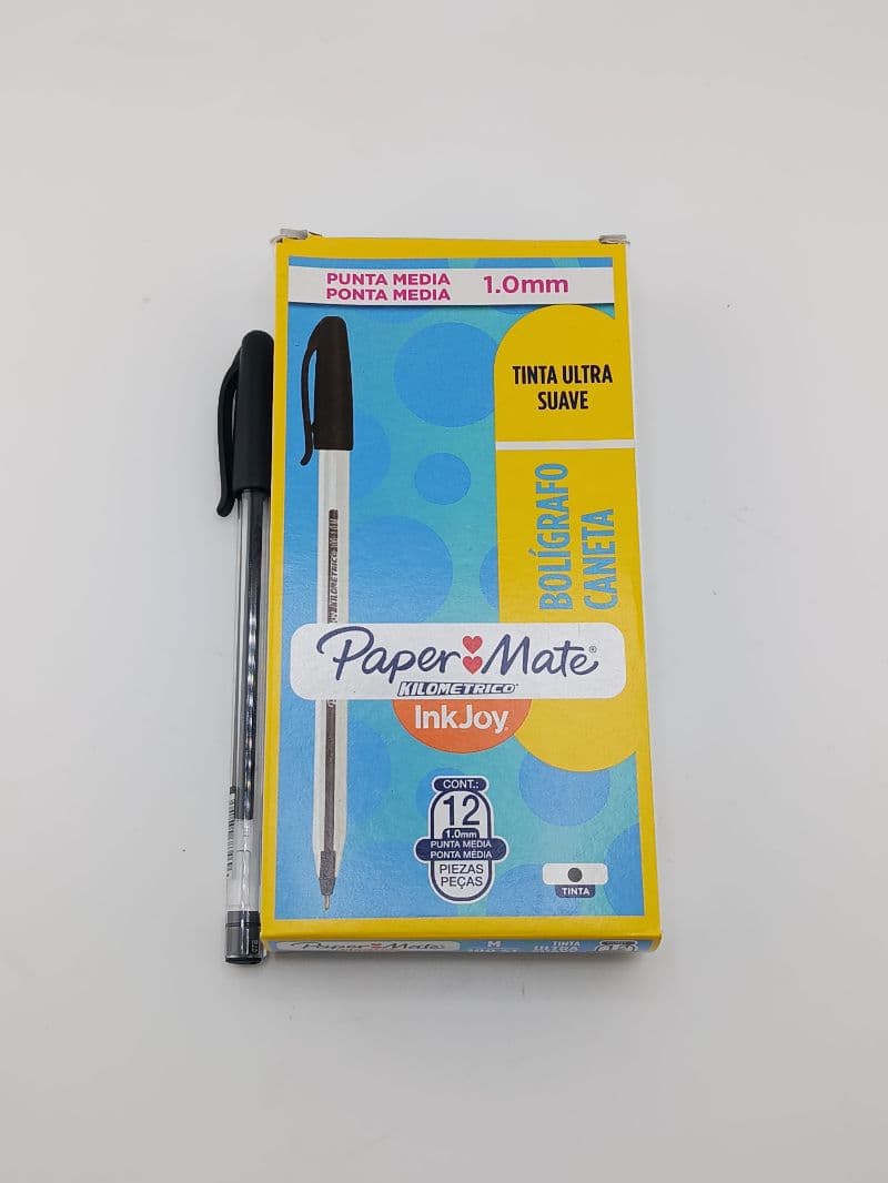 Bolígrafos Paper Mate InkJoy negros 1.0 mm — caja de 12