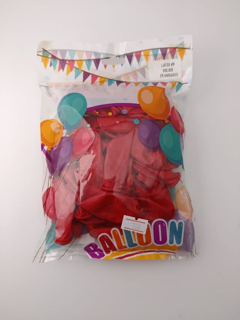 Globos de Látex #9 Color Rojo (Paquete de 25 Unidades)
