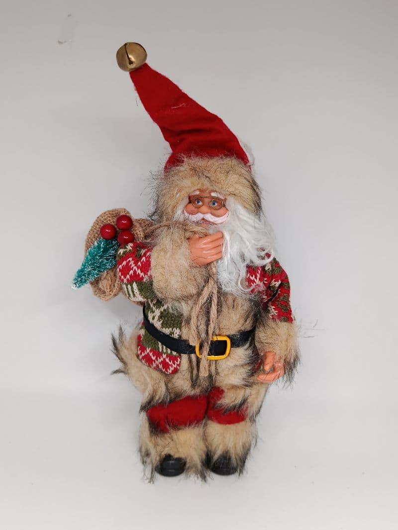 Muñeco Navideño Santa Claus en Tonos Café y Verde