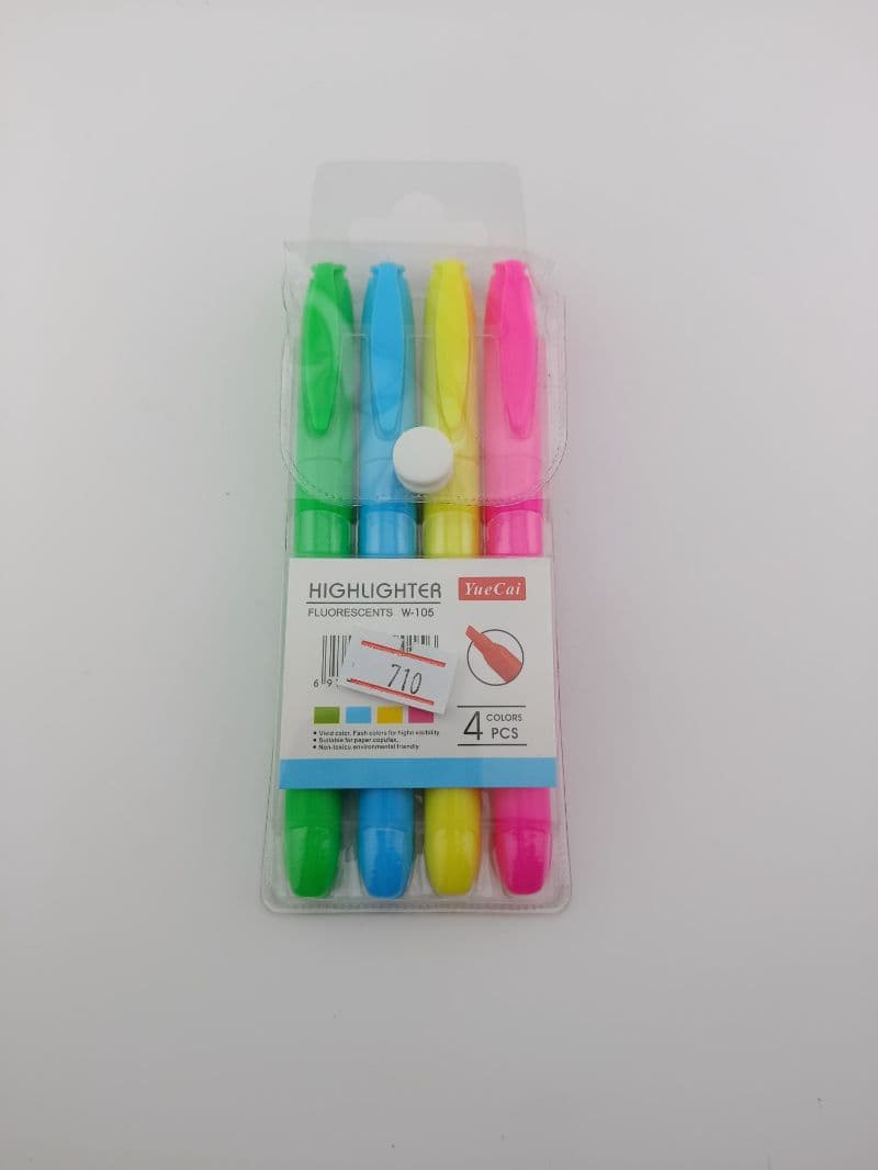 Set de 4 resaltadores fluorescentes colores surtidos