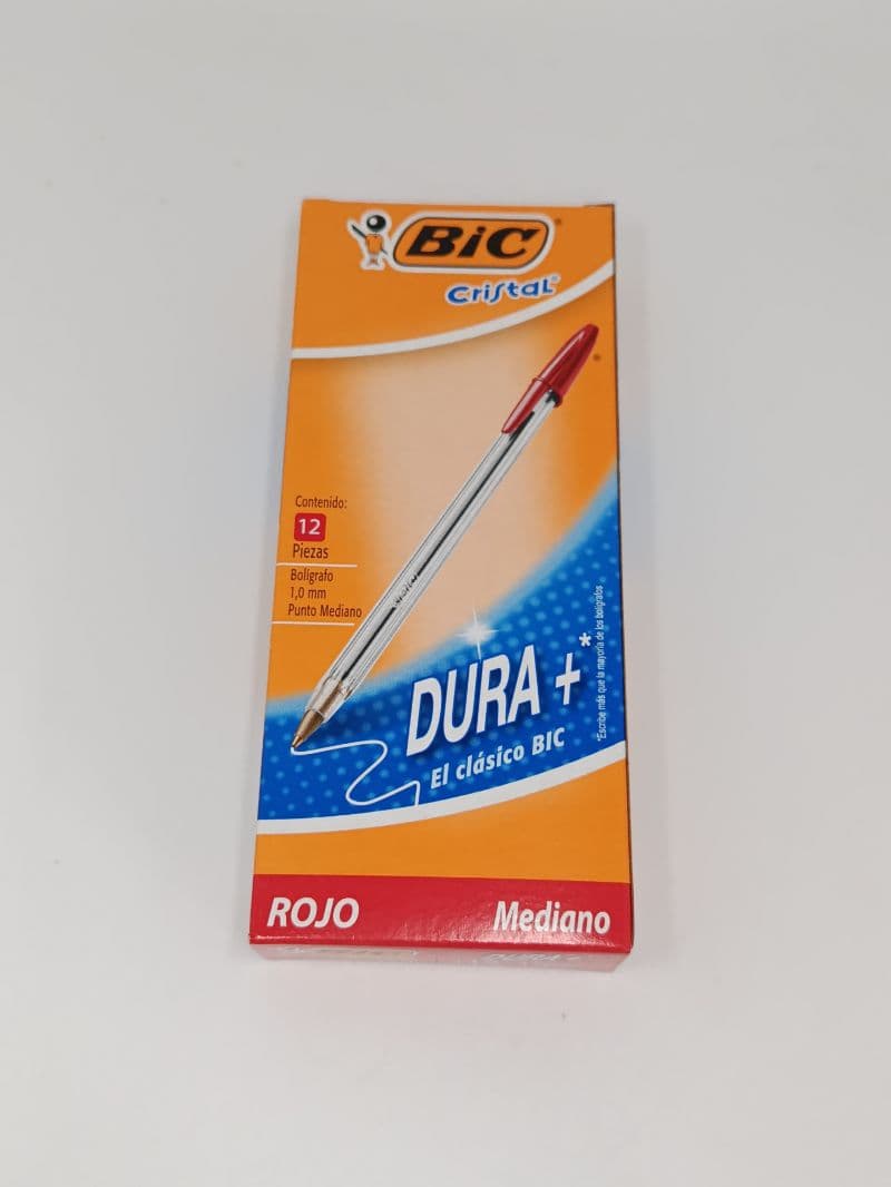 Caja de Bolígrafos Bic Cristal Mediano Color Rojo (12 Unidades)