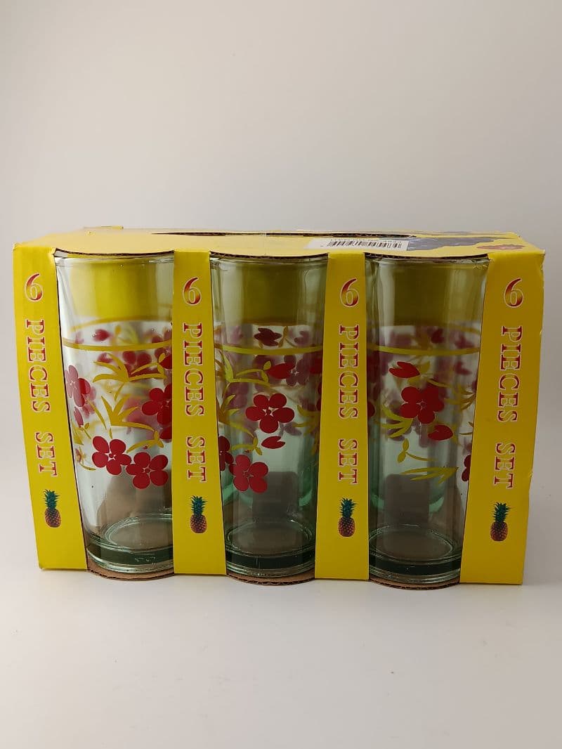 Set de 6 Vasos de Vidrio Decorados