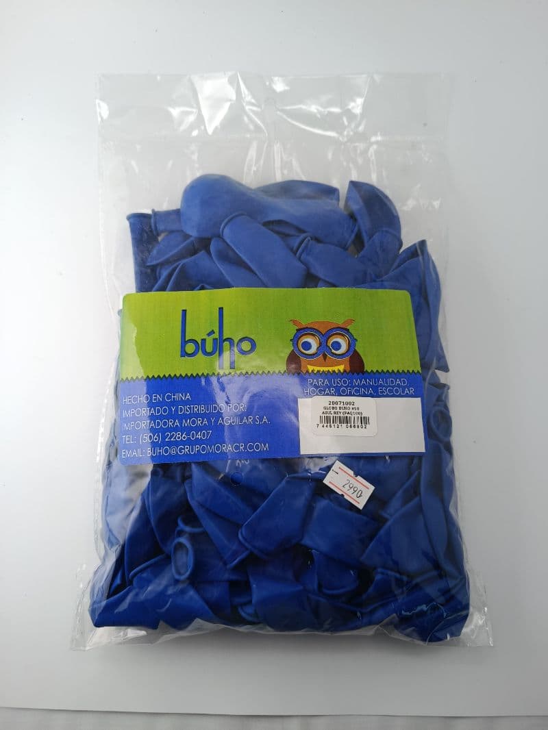 Globos Búho Número 10 Azul Rey Paquete de 10 Unidades
