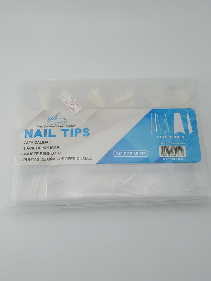 Tips para Uñas Coffin YH Beja Mixtas - Caja de 240 Piezas
