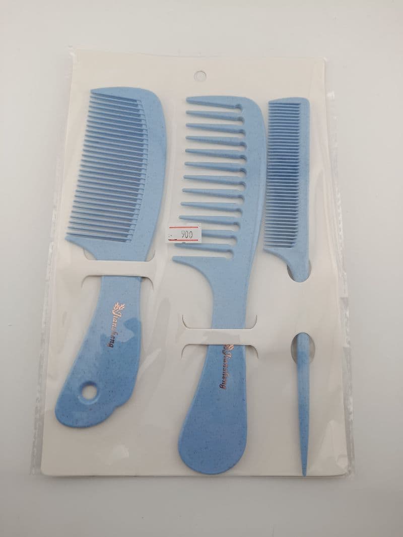 Set de peines plásticos surtidos, paquete de 3 piezas