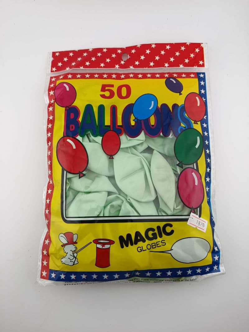 Globos verde pastel número 10, bolsa de 50 unidades