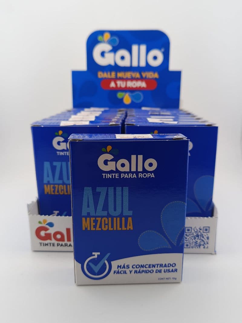 Tinte Gallo para ropa azul mezclilla, caja de 16 unidades
