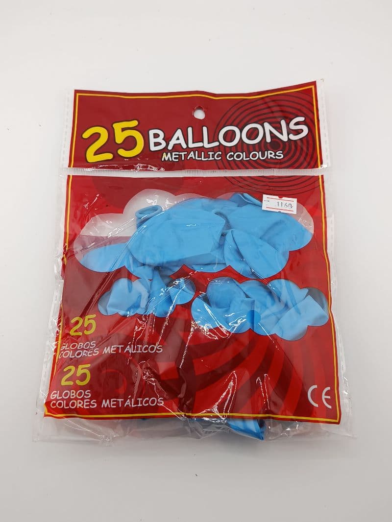 Globos metálicos celestes #10 — paquete de 25 unidades