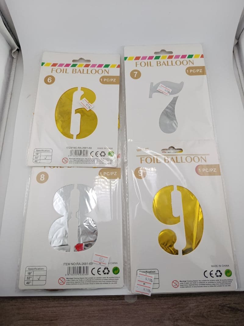 Globo foil número 32" dorado o plateado (del 6 al 9)