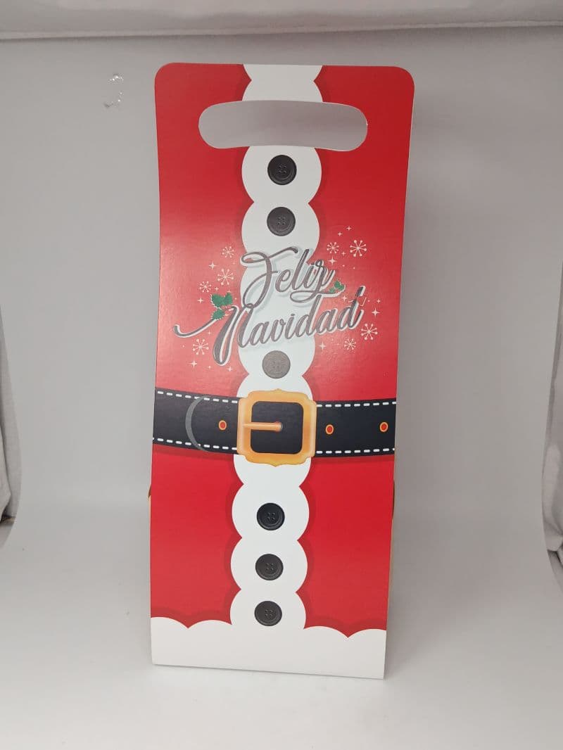 Caja de regalo roja Feliz Navidad con diseño de traje de Papá Noel