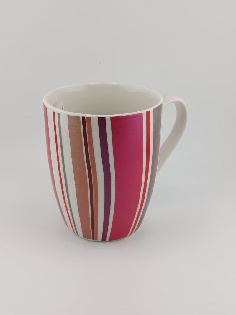 Taza de porcelana con rayas de colores 8,5 x 10,5 cm