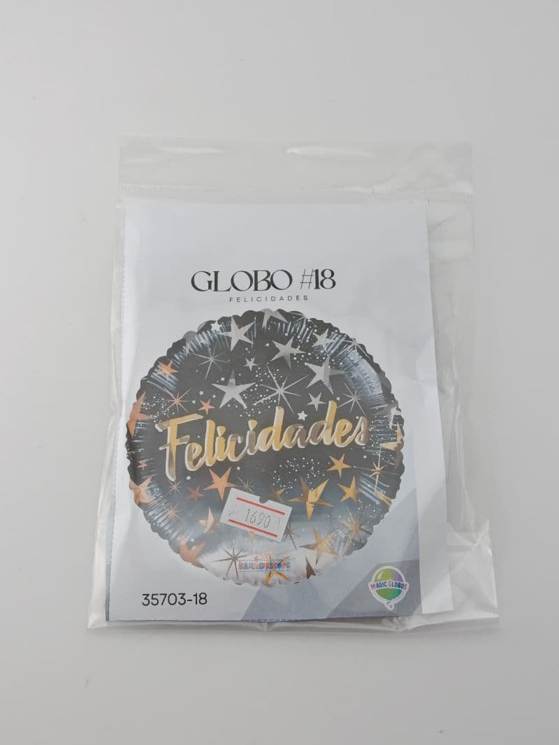 Globo Metálico #18 Felicidades Negro