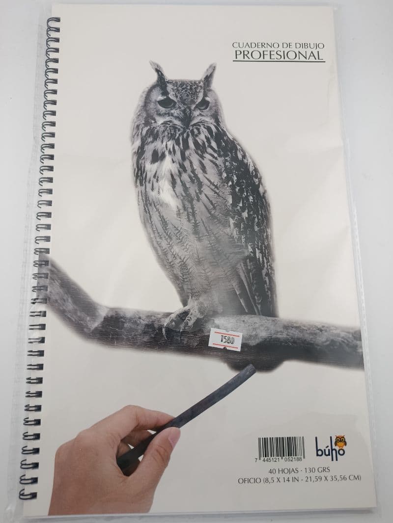 Cuaderno de dibujo profesional Búho — 40 hojas 130 g, tamaño oficio