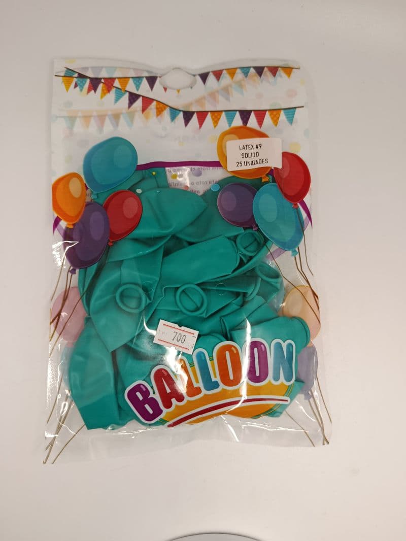 Globos de Látex #9 Color Turquesa - Paquete de 25 Unidades