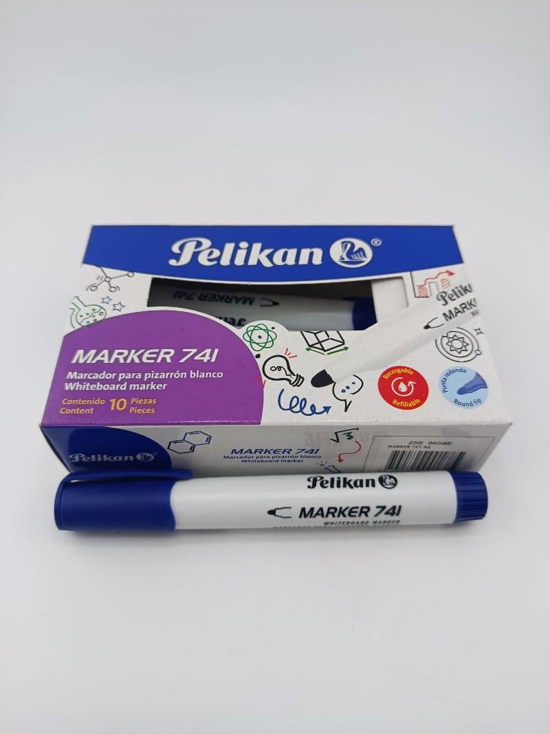 Marcador para pizarrón Pelikan 741 azul (caja 10 unidades)