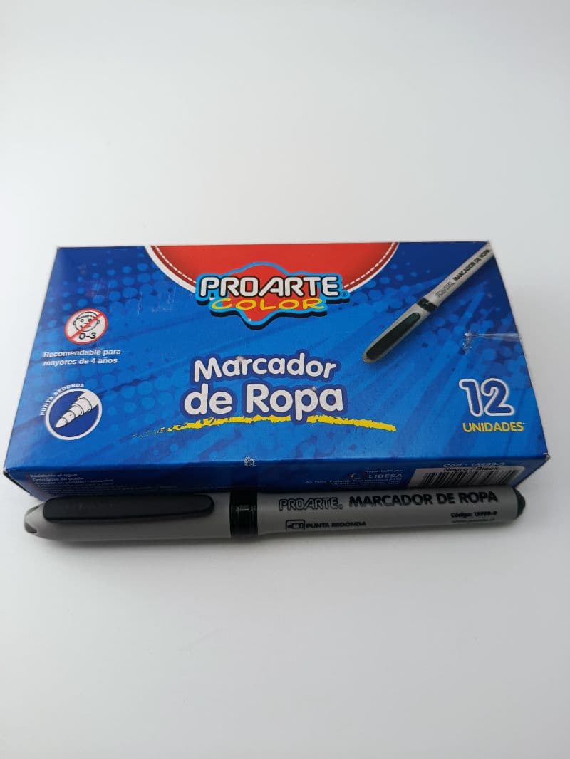 Marcadores para Ropa Proarte Color Punta Redonda Negro Caja con 12 Unidades