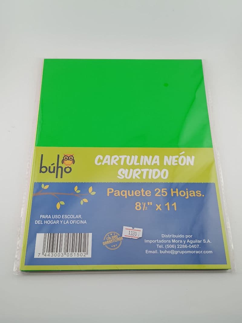Búho Cartulina neón surtida carta, paquete 25 hojas