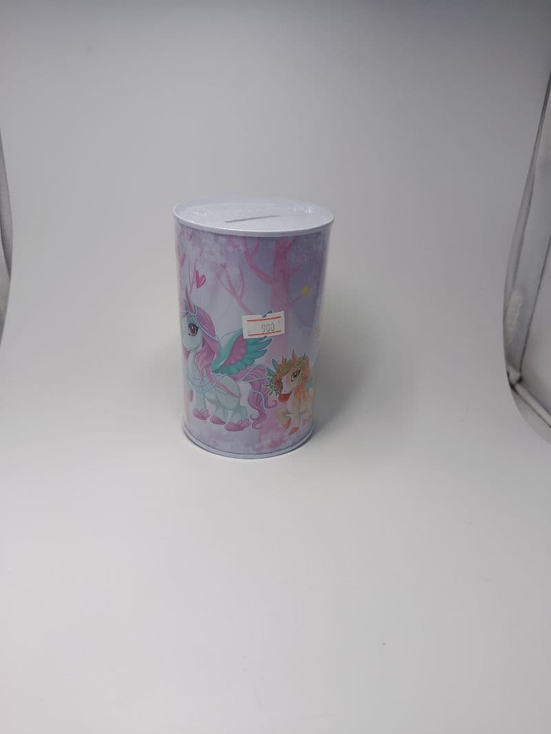 Alcancía de Metal con Diseño de Unicornio (8 x 12 cm)