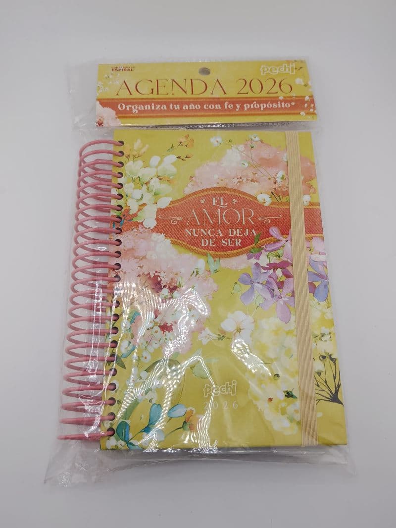 Agenda Pechi 2026 espiral floral con elástico