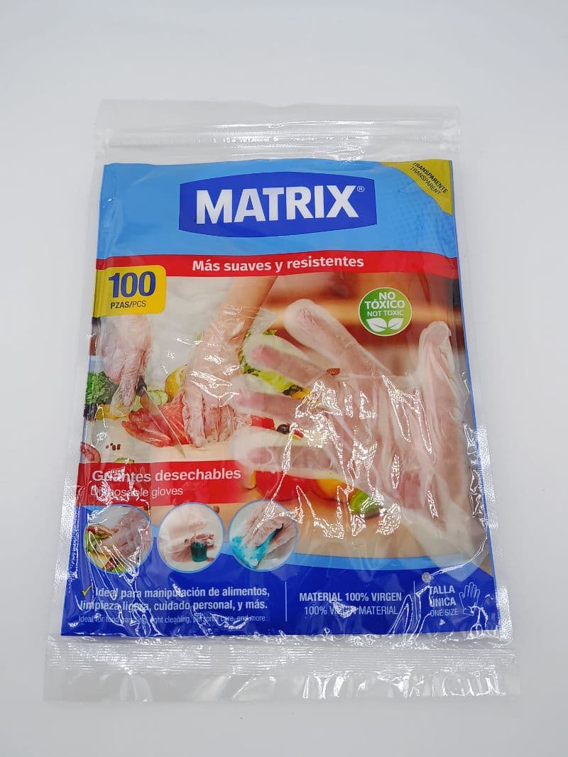 Guantes desechables transparentes Matrix 100 unidades