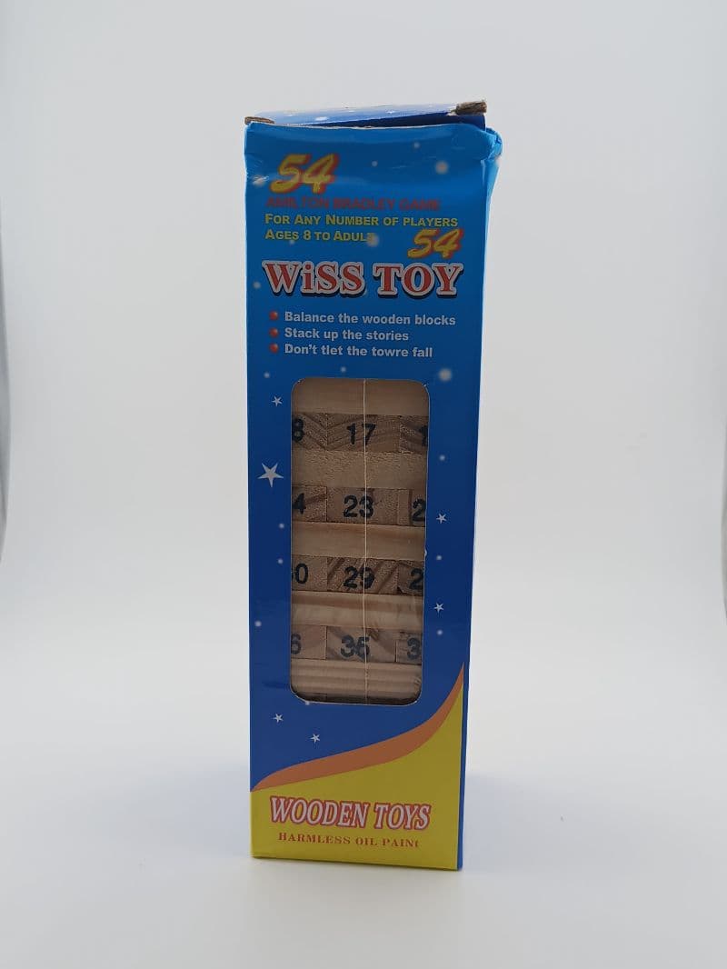 Juego de bloques de madera tipo Jenga 54 piezas 6.6x6.6x23cm