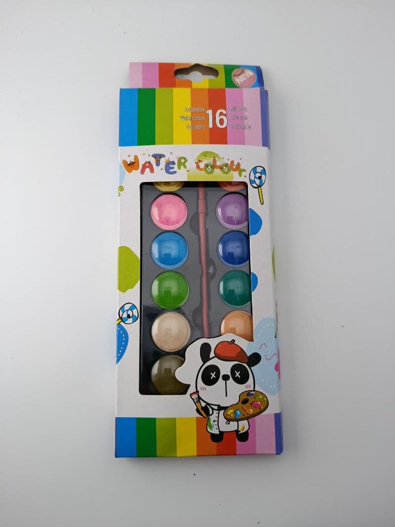 Caja de Acuarelas de 16 Colores con Pincel