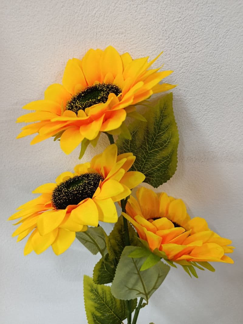 Vara de Girasol Artificial 80 cm con 3 Flores