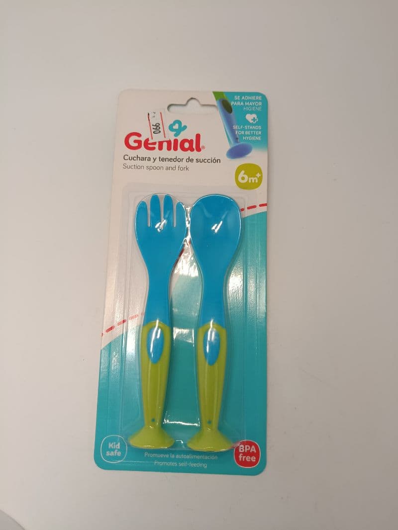 Set de Cuchara y Tenedor de Succión para Bebé Genial, 2 Piezas
