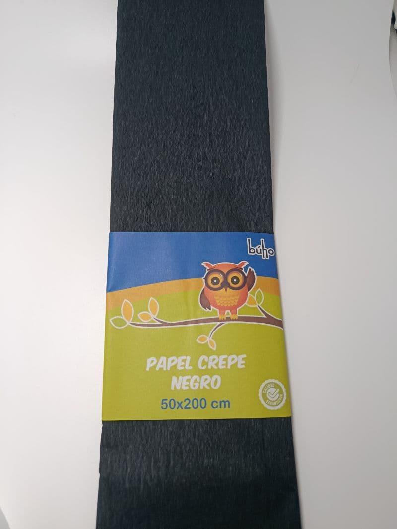 Papel Crepé Negro Búho 50x200 cm