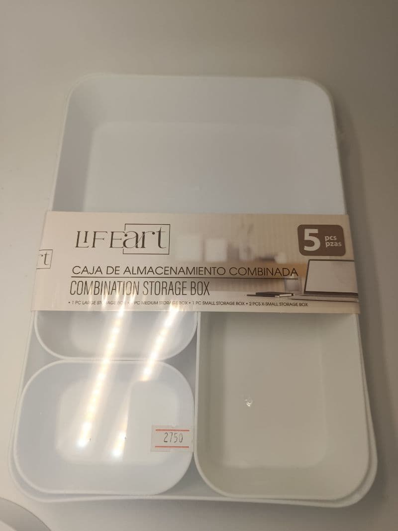 Organizador plástico para gaveta LIFEart de 5 piezas