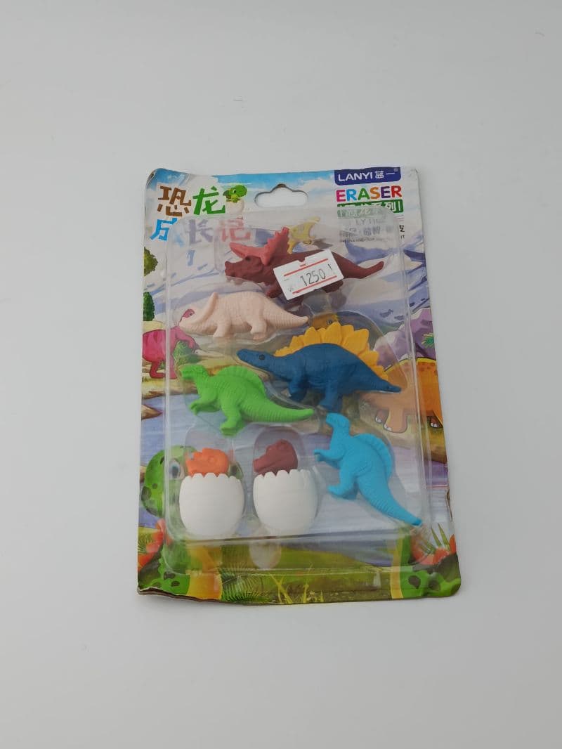 Set de borradores con figuras de dinosaurios, 6 piezas