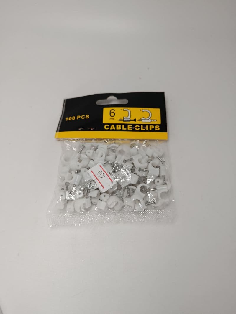 Clips para cable con clavo de 6 mm, 100 unidades