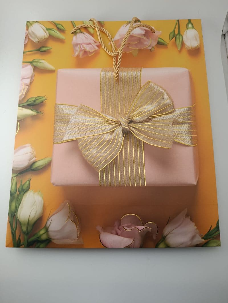 Bolsa de Regalo con Diseño de Obsequio y Flores (26 x 32 cm)