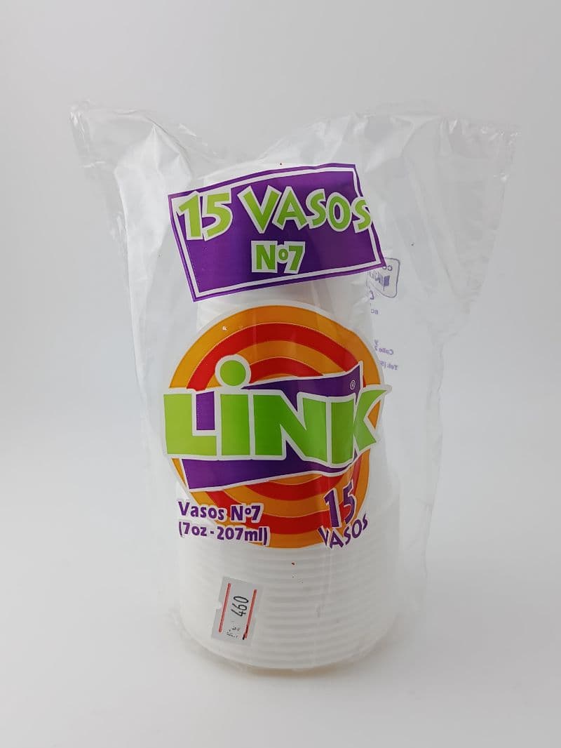 Paquete de Vasos Desechables Link N°7 (15 Unidades)