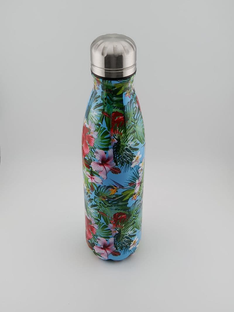 Termo de aluminio 500 ml con estampado tropical