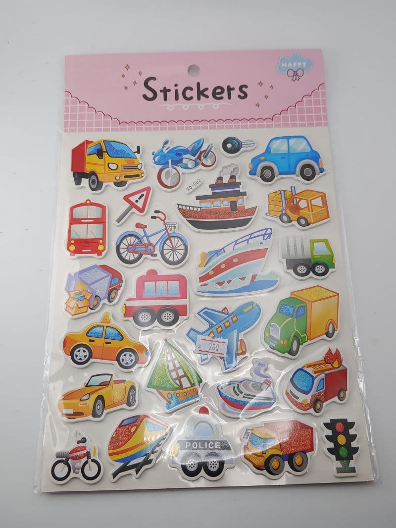 Stickers Grandes de Cartofoam con Diseños de Transportes, Paquete de 12 Láminas