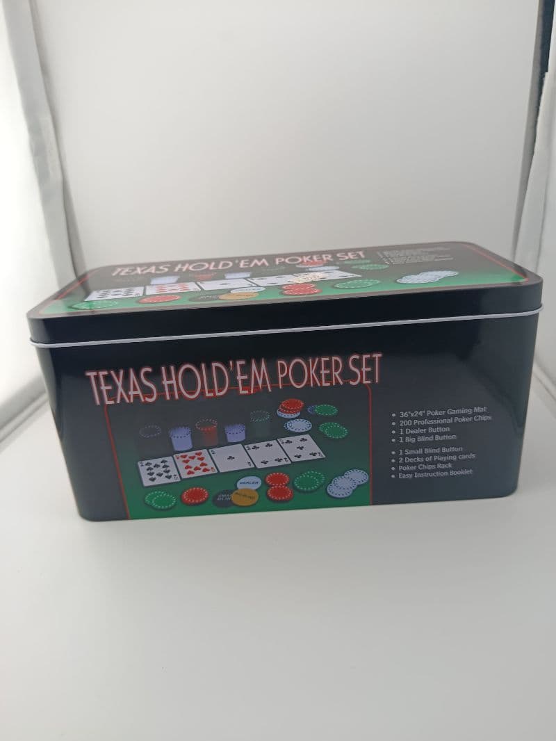 Juego de Poker Texas Hold'em en Caja Metálica (200 Piezas)
