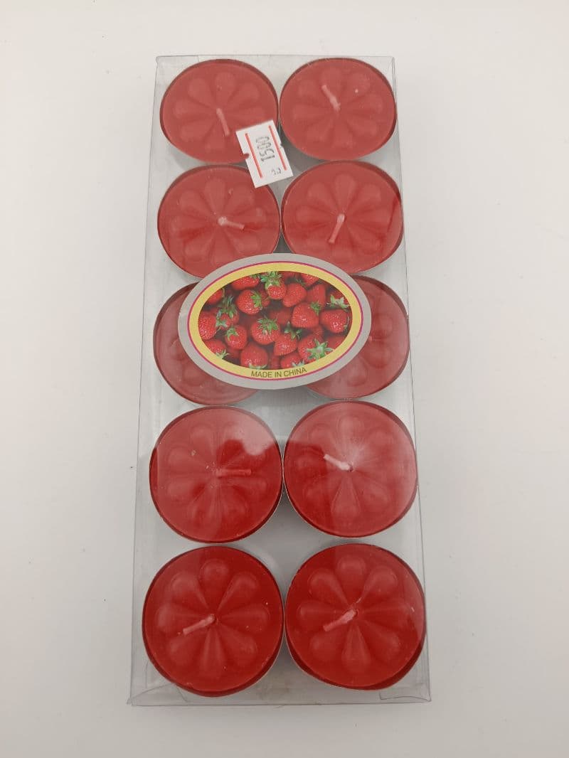 Velas tealight aromáticas aroma fresa, paquete de 10