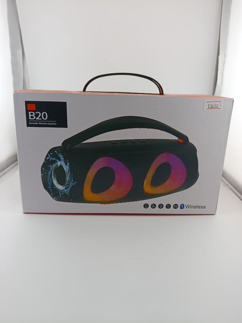 Parlante Bluetooth portátil B20 con doble altavoz y luces LED