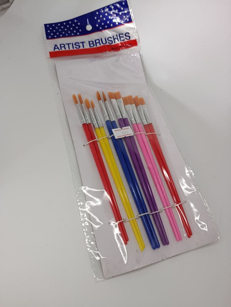 Set de pinceles planos para arte y pintura de 12 unidades