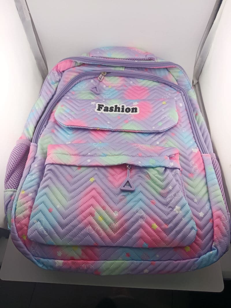 Mochila escolar tipo bolso con estampado pastel y parche Fashion