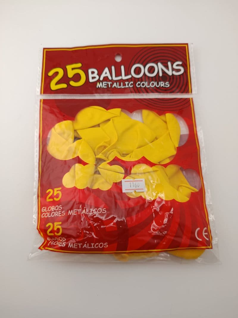 Globos Amarillos Metálicos #10 (Paquete de 25 Unidades)