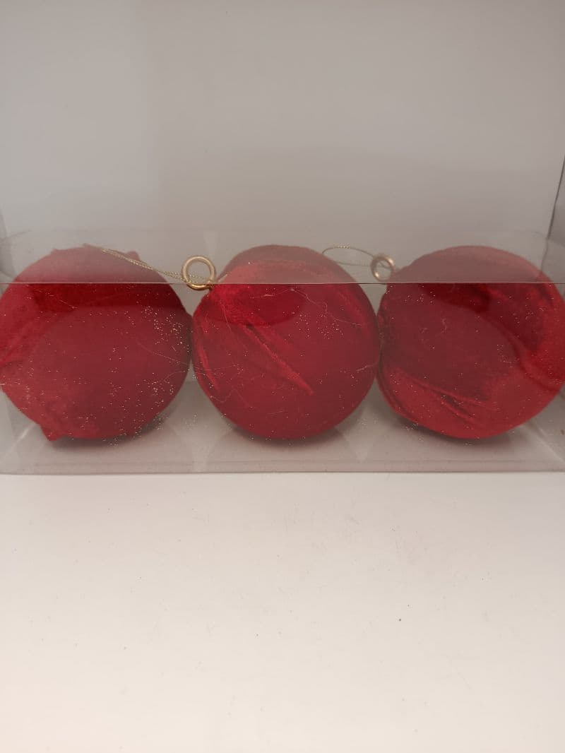 Esfera navideña roja de 10 cm, paquete de 3 piezas