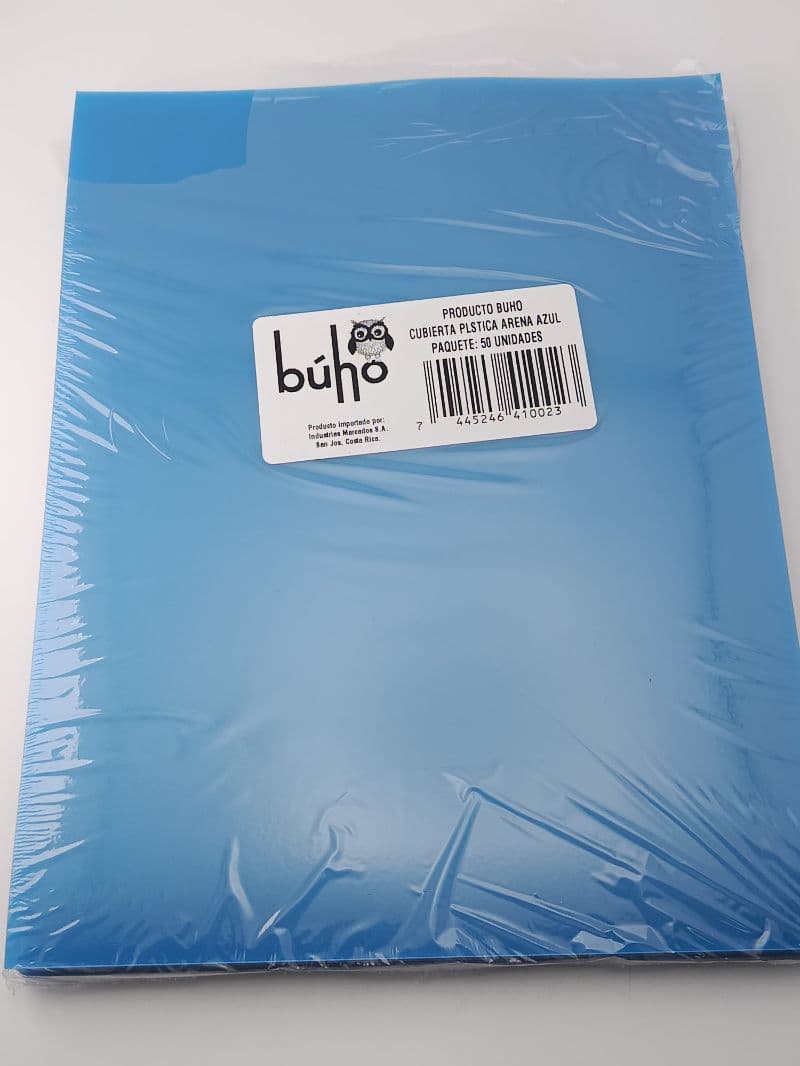 Cubiertas plásticas para encuadernar Búho tamaño carta arena azul, 50 unidades