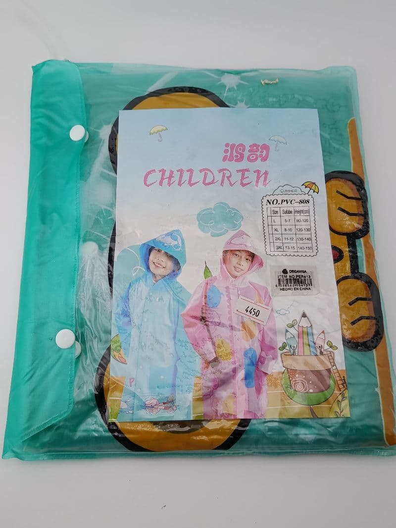 Capa impermeable infantil estampada de PVC