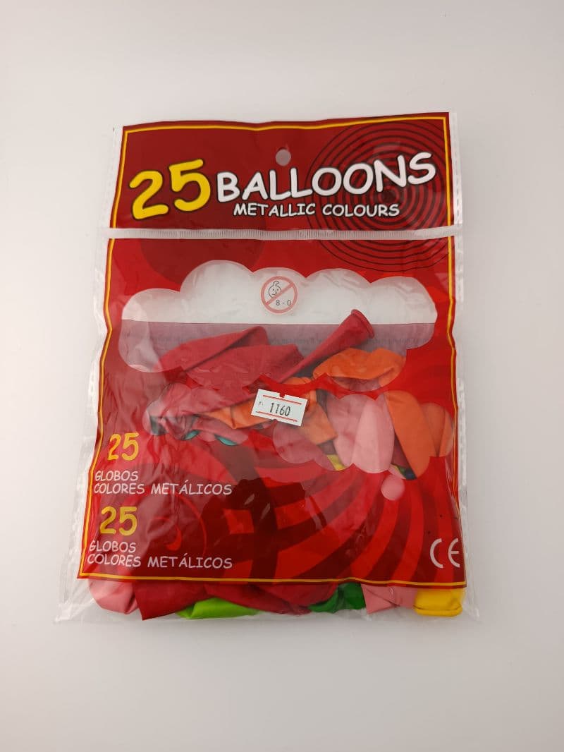 Globos metálicos surtidos #10 paquete de 25 unidades